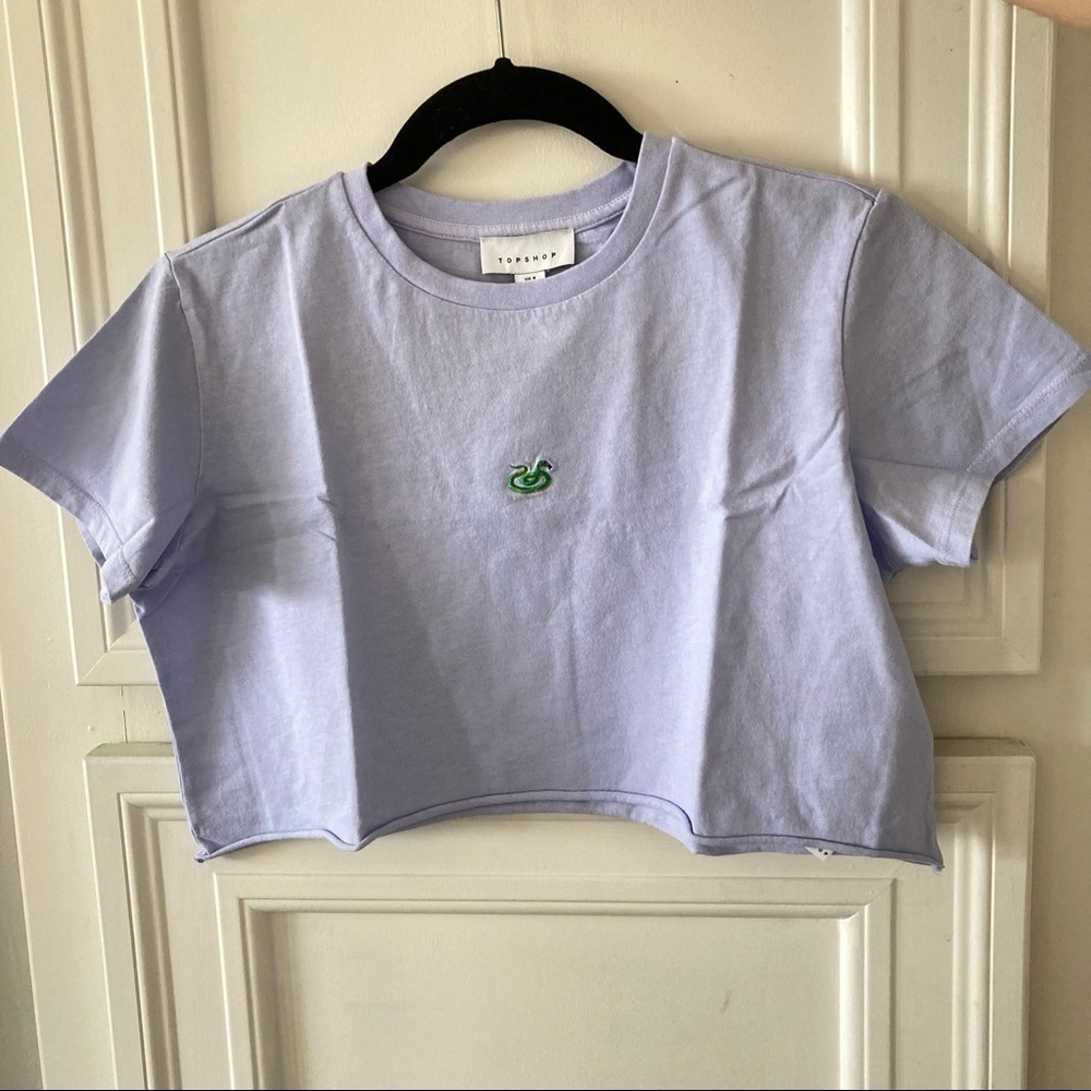NWT Top Shop Purple Embroidered Snake Crop Top